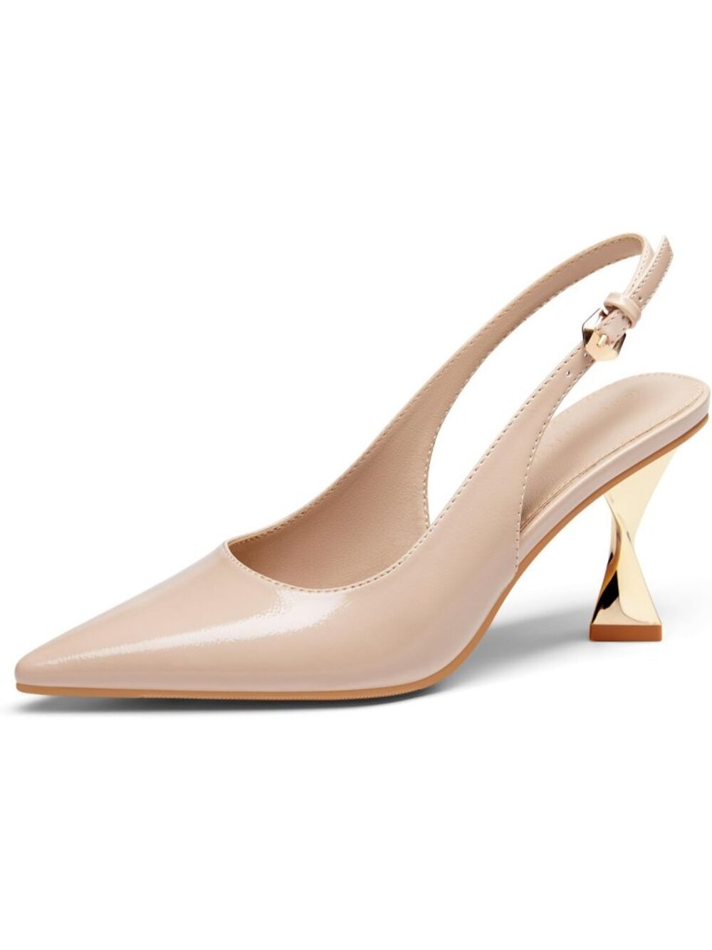 Women's Khaki Kitten Heels Slingback Pointed Closed Toe Pumps Comfortable Shoes
